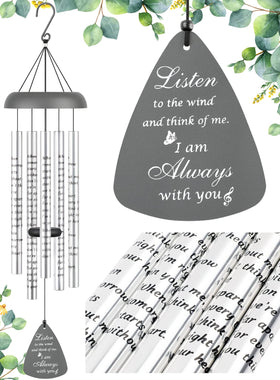 Fabuday memorial wind chimes outdoors in gray finish offering a calming remembrance.