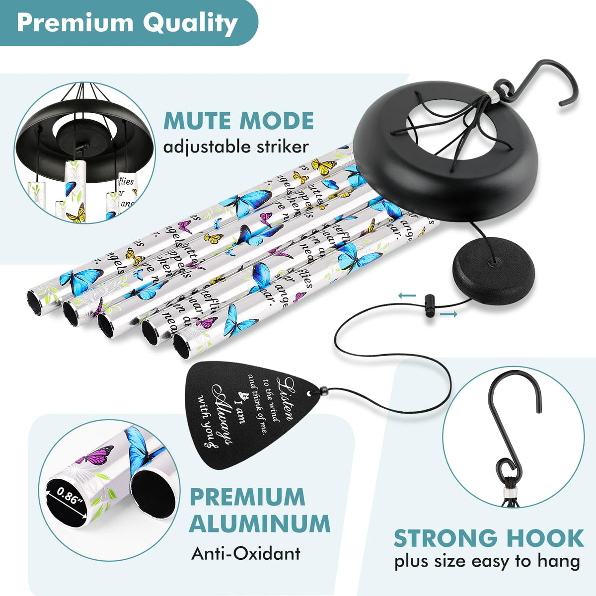 Fabuday premium aluminum wind chimes resist weather and stay bright.