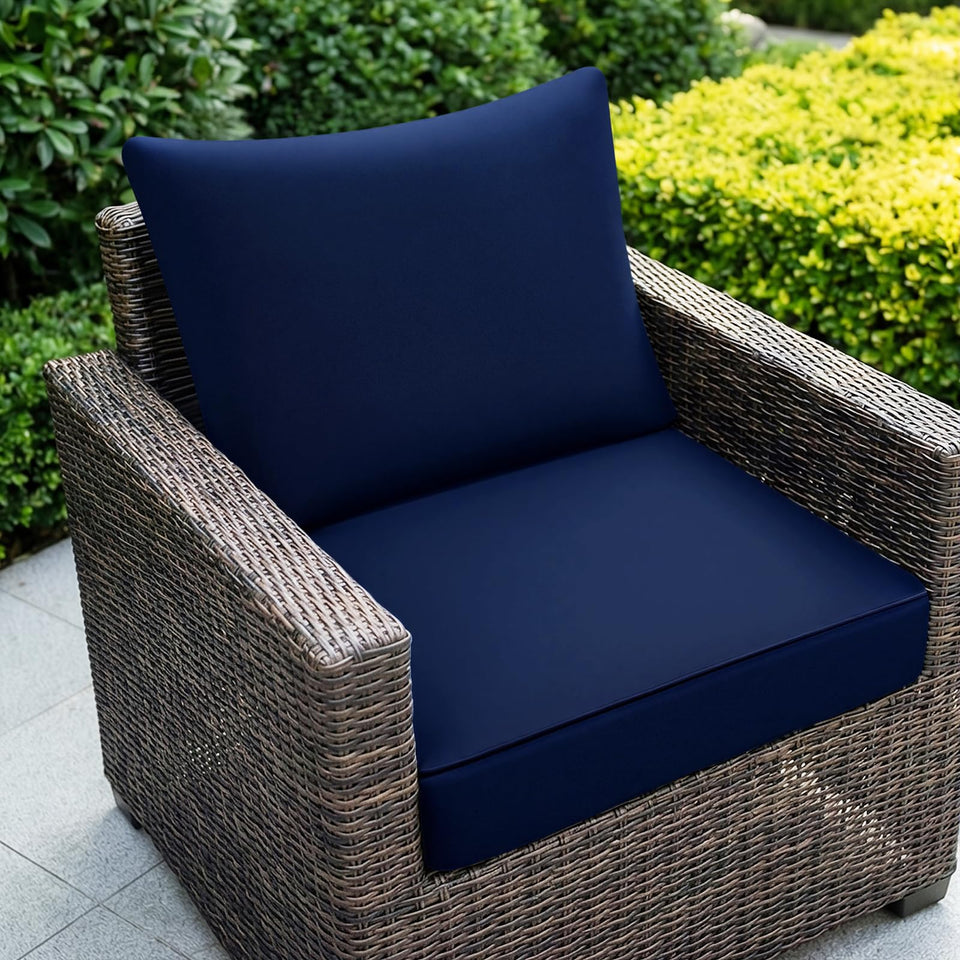 Fabuday 22x22 seat cushion on outdoor chair offering plush, supportive comfort.