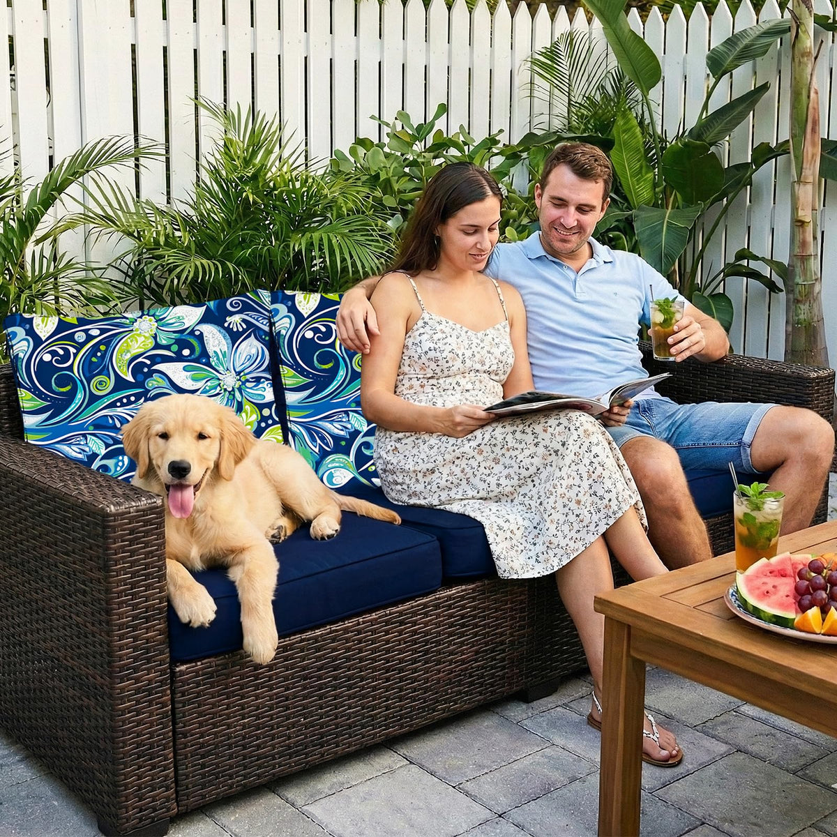 Fabuday outdoor chair cushions back 22x19 green floral offer comfortable lumbar support.