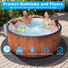 FACAINCXS round hot tub mat foldable for easy storage.