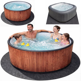 FACAINCXS round hot tub mat top view protects floors and absorbs splashes.