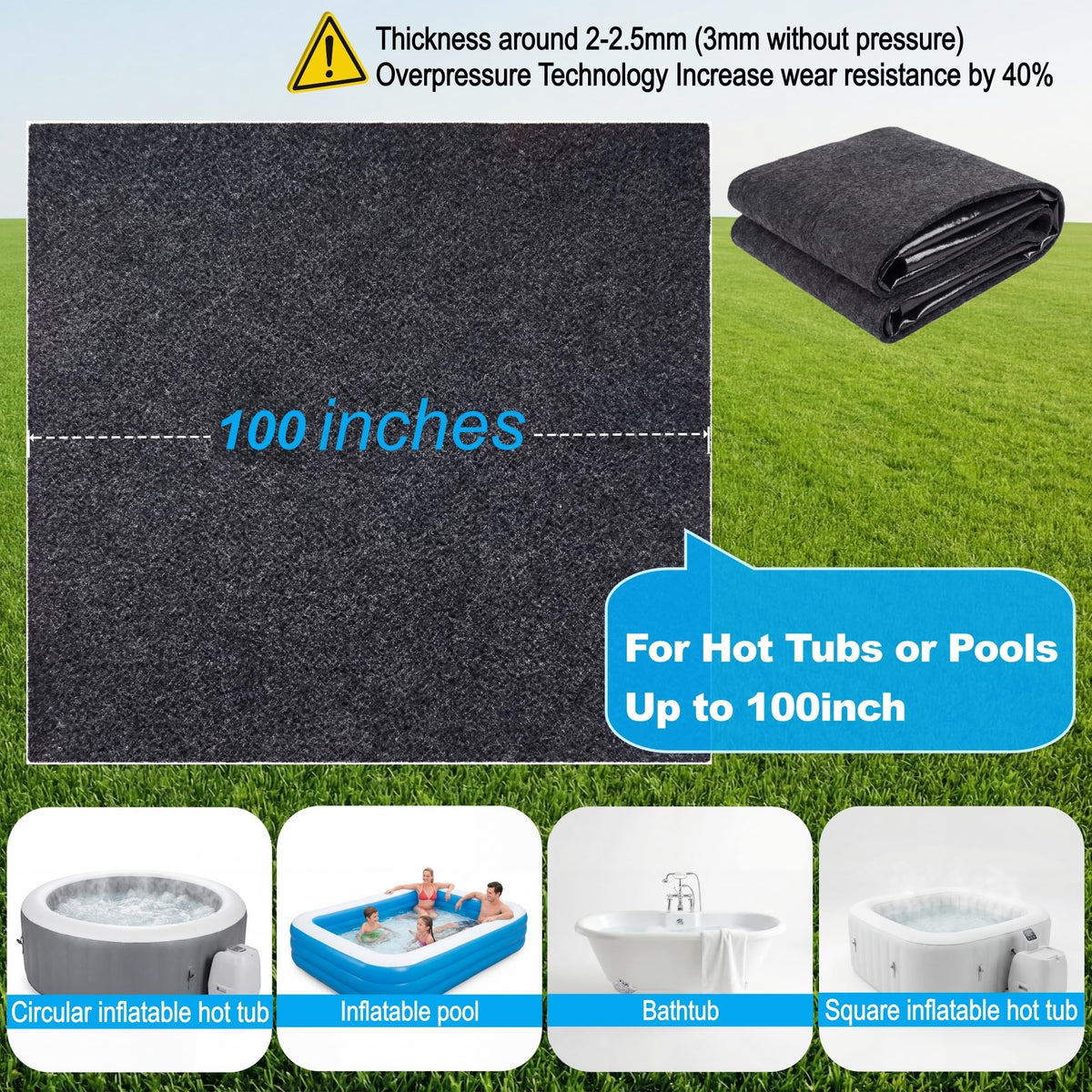 FACAINCXS water-absorbent hot tub pad keeps surfaces dry and clean.