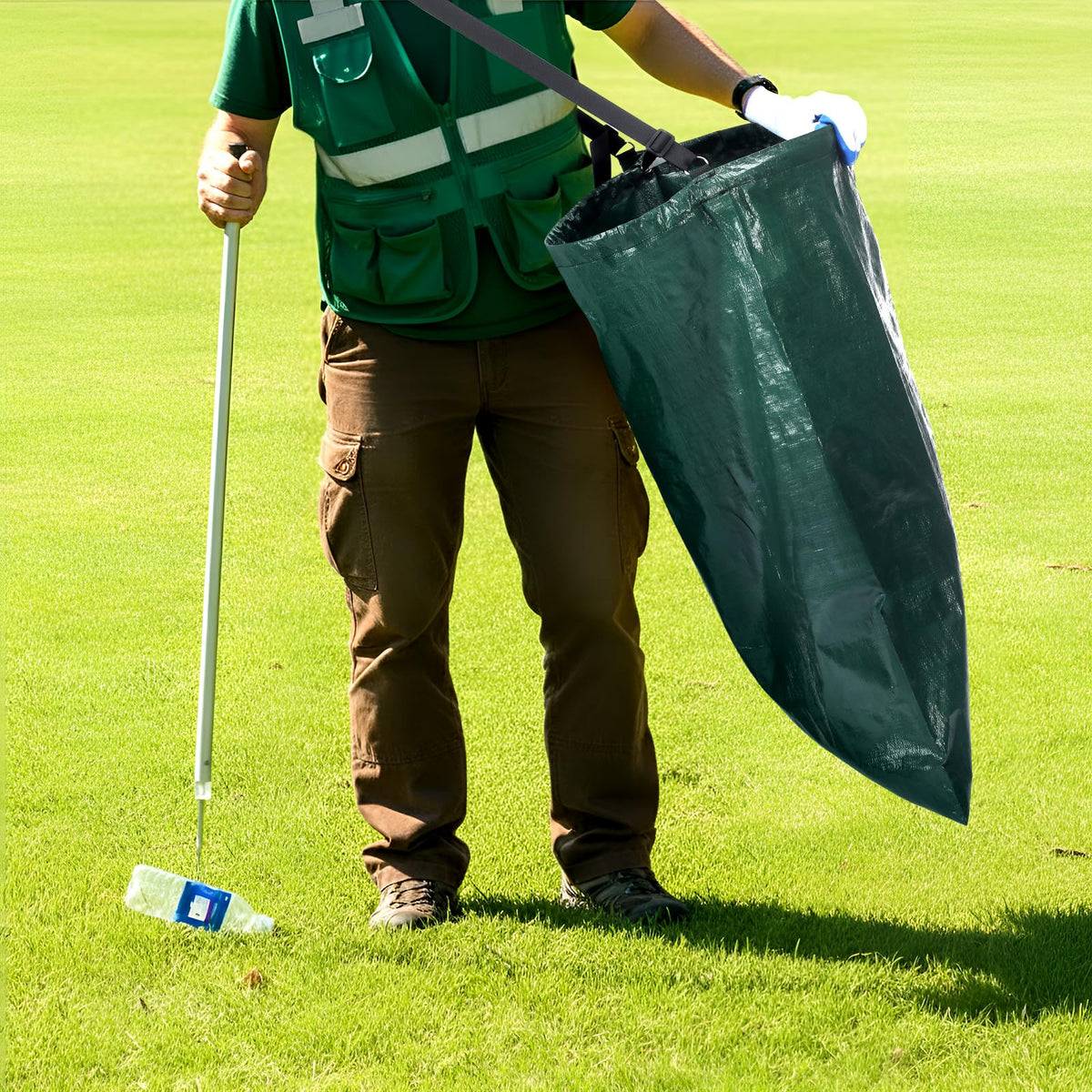 Faccito garden waste bag in use during yard cleanup