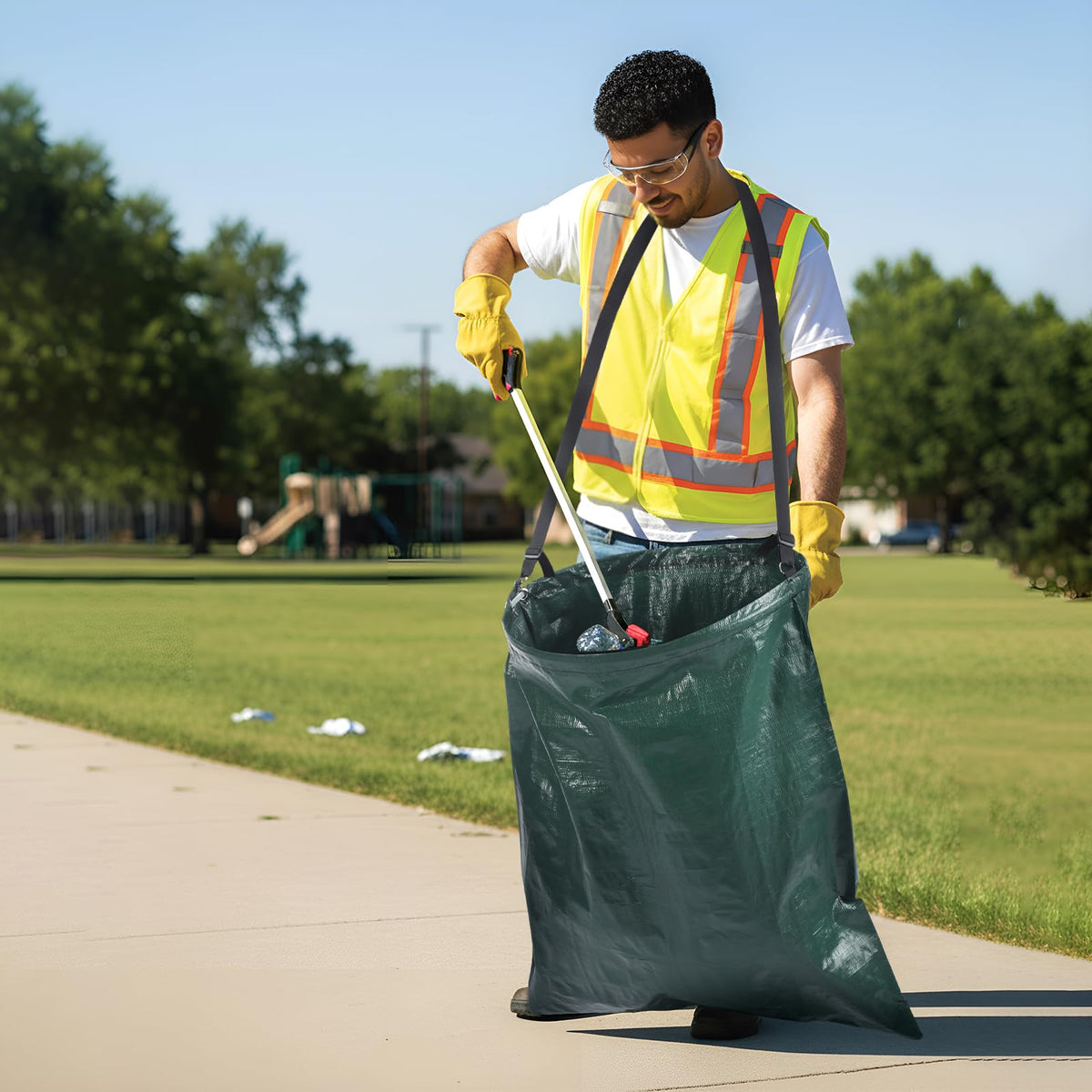 Faccito trash bag with easy-empty design in use