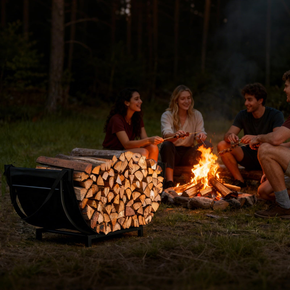 Facka curved firewood rack assembling quickly without tools