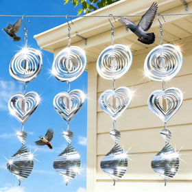 Factee 12-disc set in outdoor garden with bright reflections to deter birds.