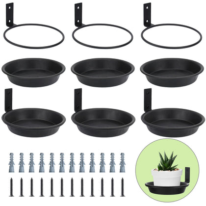 FAHAWEL wall-mount plant holder ring with drainage tray mounted on a wall for a clean display