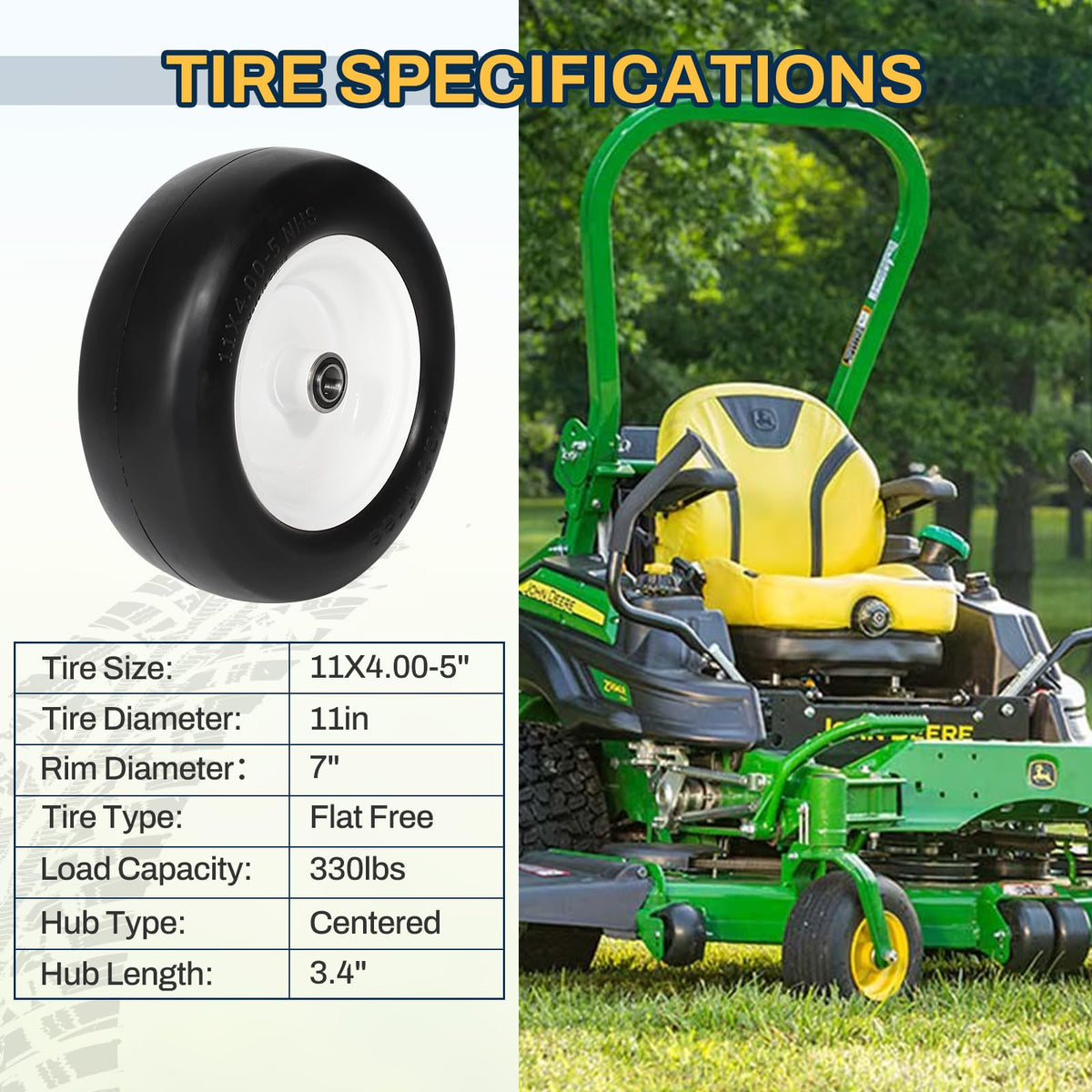 FAHKNS tire hub compatibility with multiple mower models shown visually