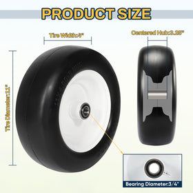 FAHKNS solid lawn mower tire side view showing durable tread and foam core
