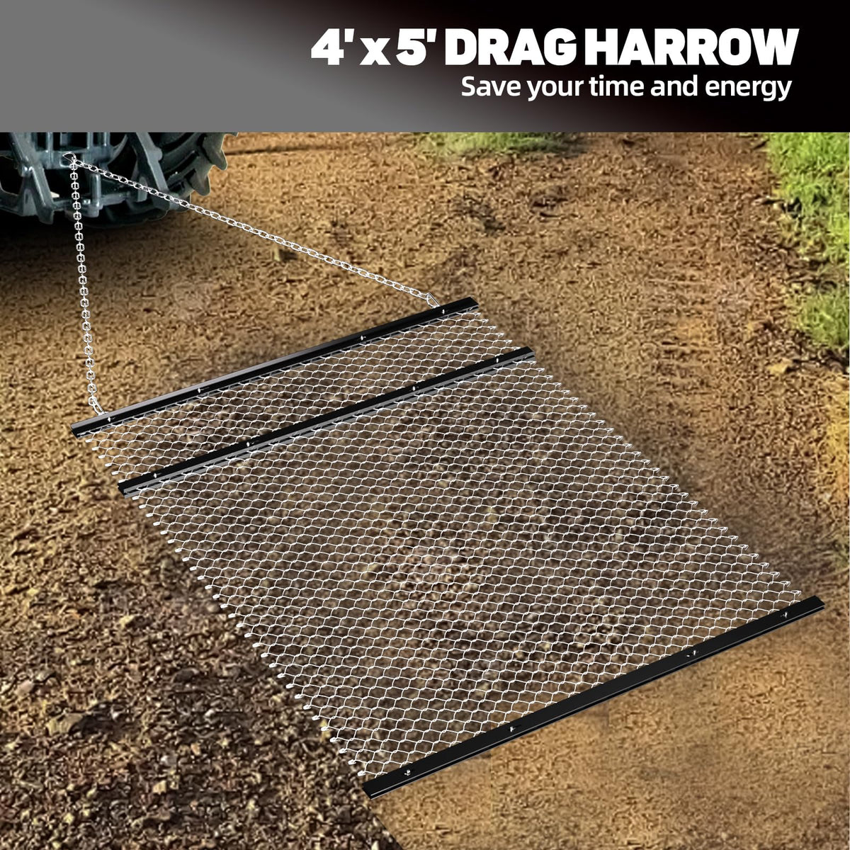 FAHKNS drag harrow front pallet design adds weight and stability