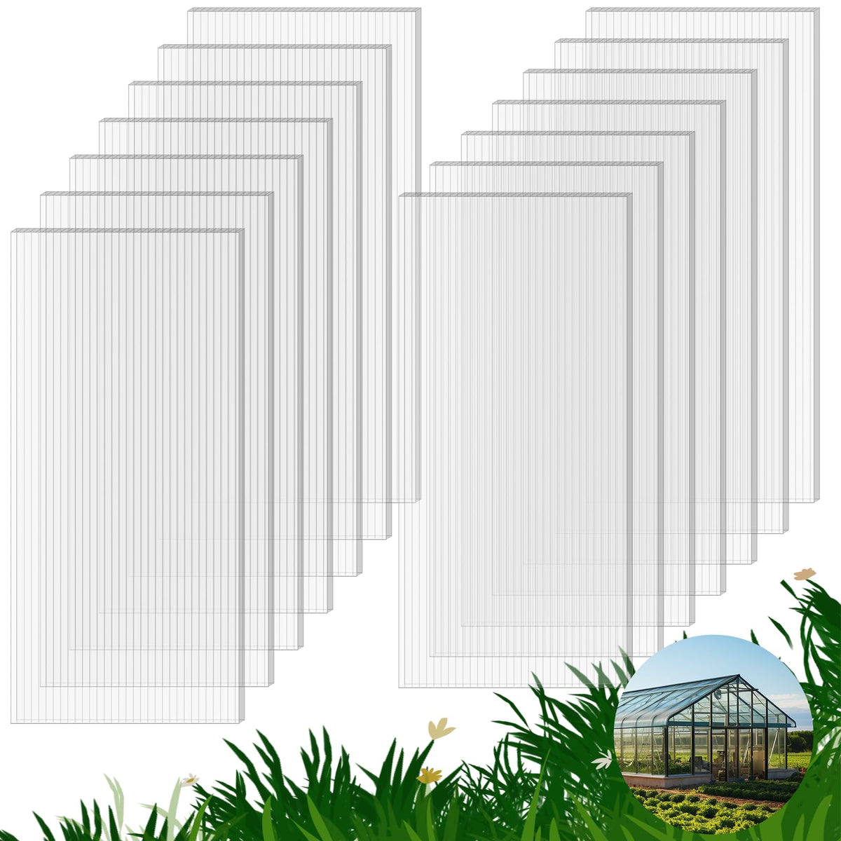 FAHKNS greenhouse panels 14-pack with clear sheets boost light for thriving plants.
