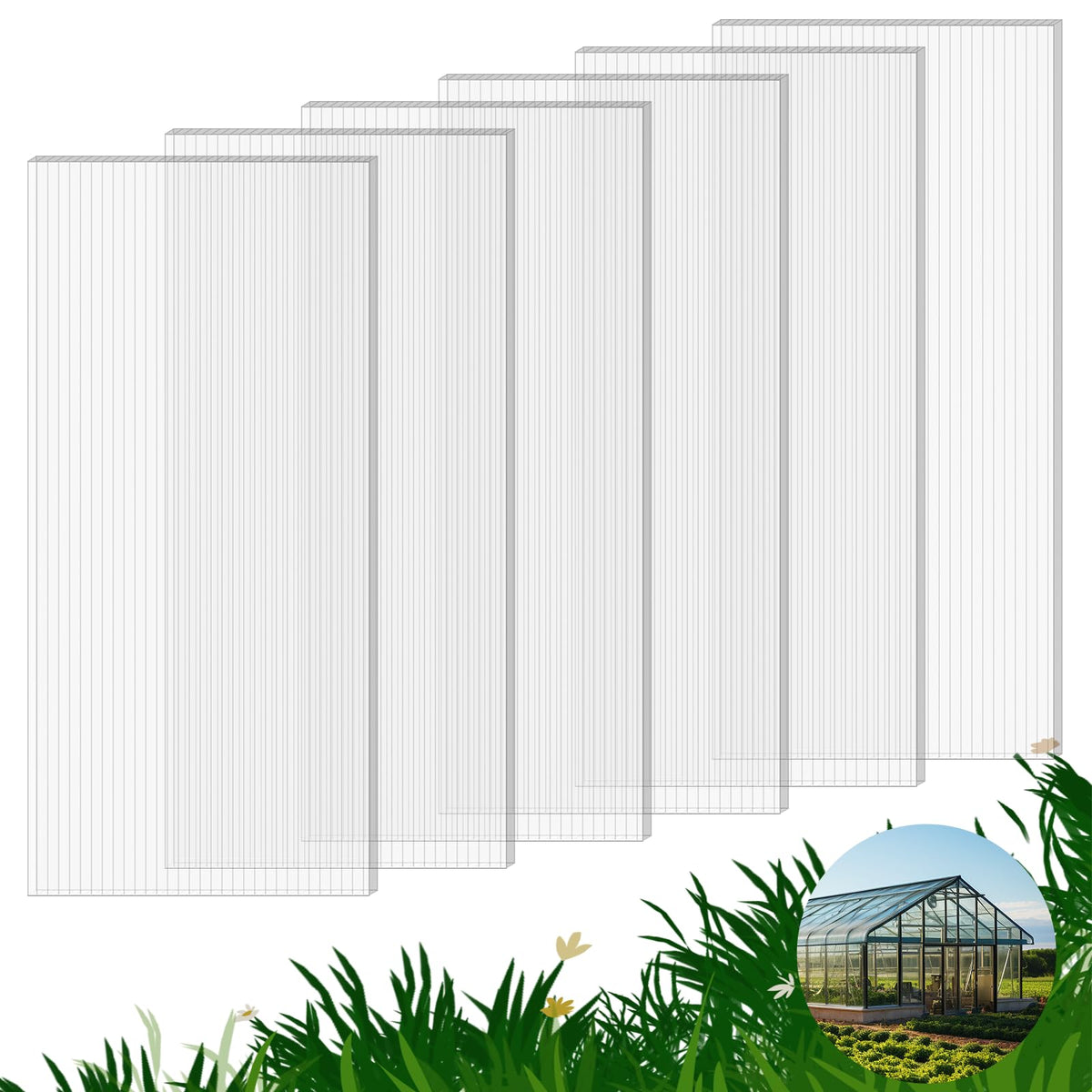 FAHKNS greenhouse panels 4x2x0.16 twin-wall offer sturdy clear coverage for year-round gardens.