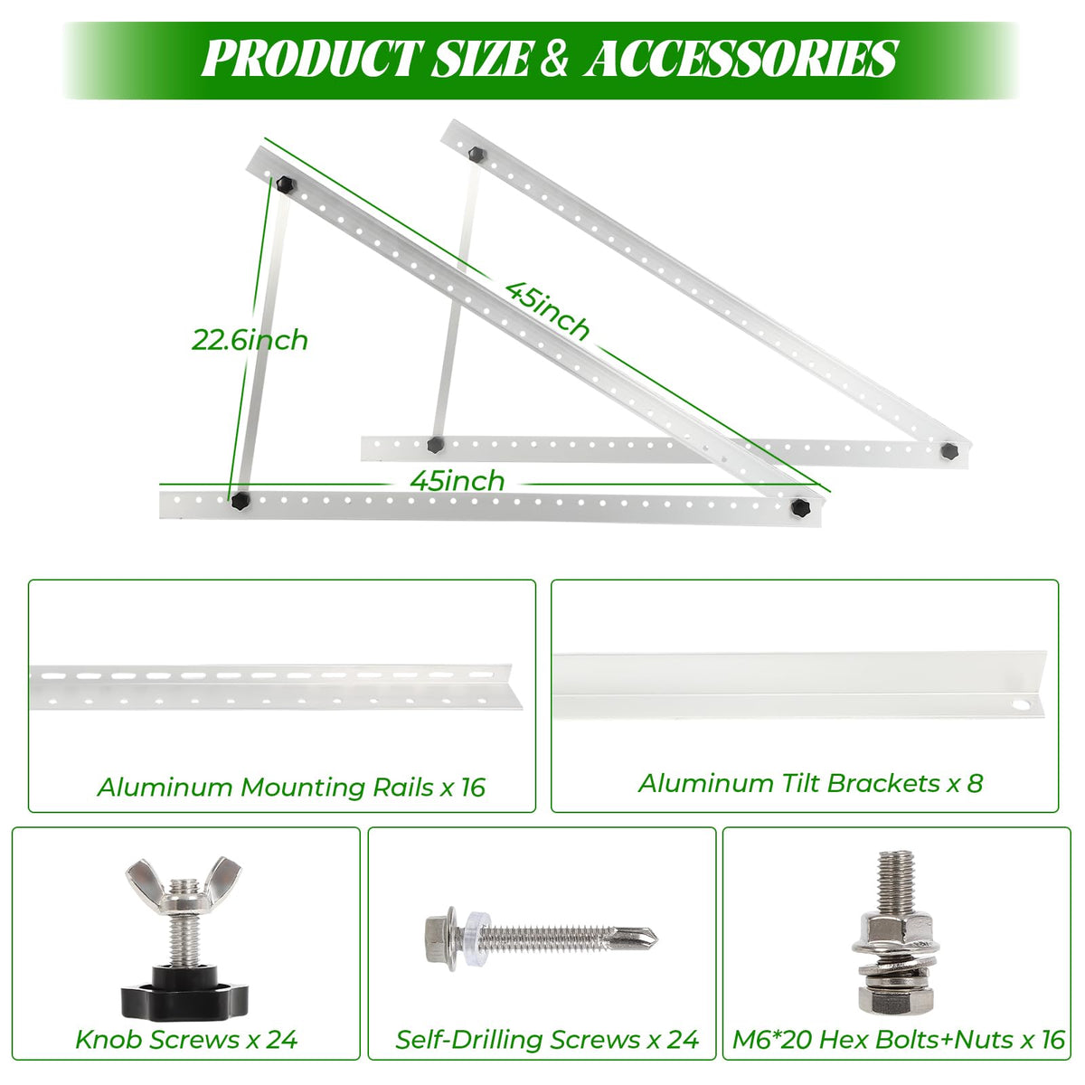 FAHKNS ground mount with anchor screws improves wind resistance on flat surfaces.