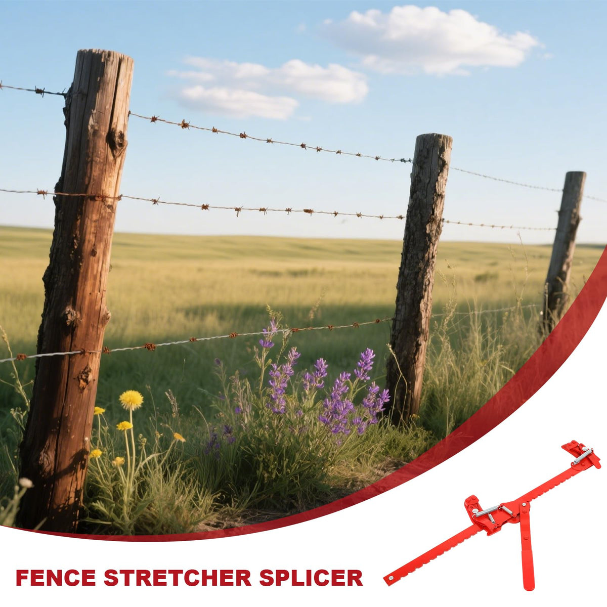 FAHKNS fence stretcher in action demonstrates lever-operated tensioning on smooth wire