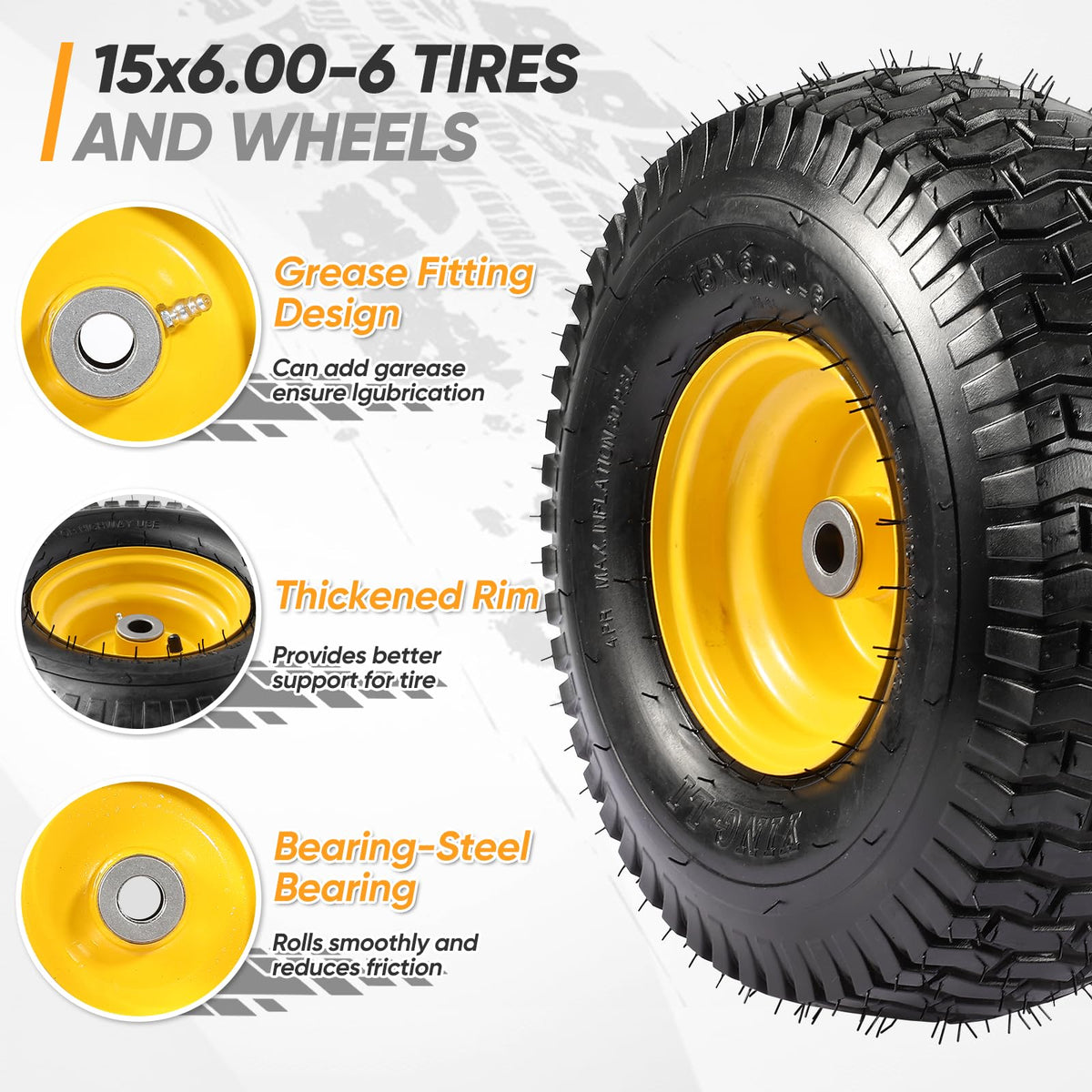 FAHKNS tubeless 4-ply tires, durable construction for rugged terrain.