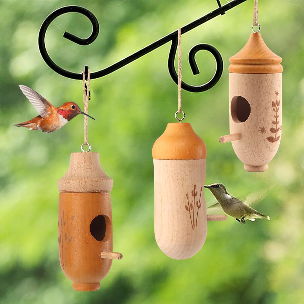 FaHuoJiuKa hummingbird house handcrafted from natural materials for lasting charm.