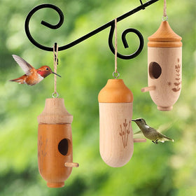 FaHuoJiuKa hummingbird house handcrafted from natural materials for lasting charm.