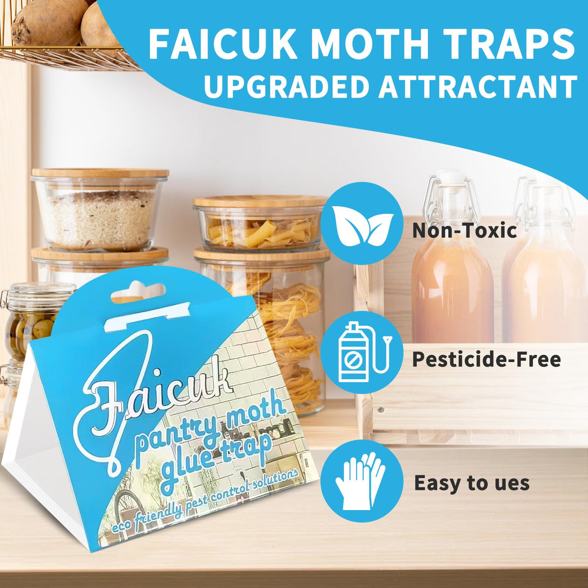 Faicuk traps closeup showing glue board and pheromone lure for targeted capture