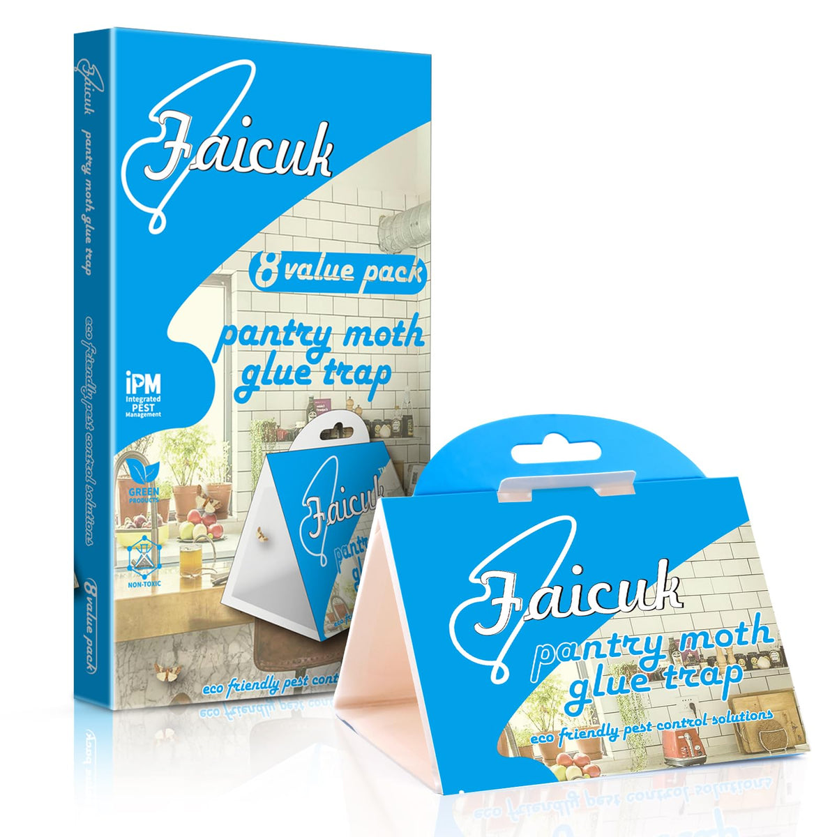 Faicuk Pantry Moth Traps with pheromone attractant lure for odorless pest control in kitchens