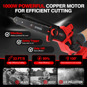FaiMala 1000W brushless motor delivers strong cutting performance.