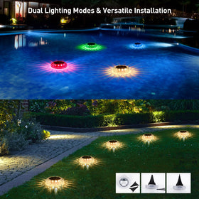 FAINSLIGO solar-charging pool light auto illuminates at dusk