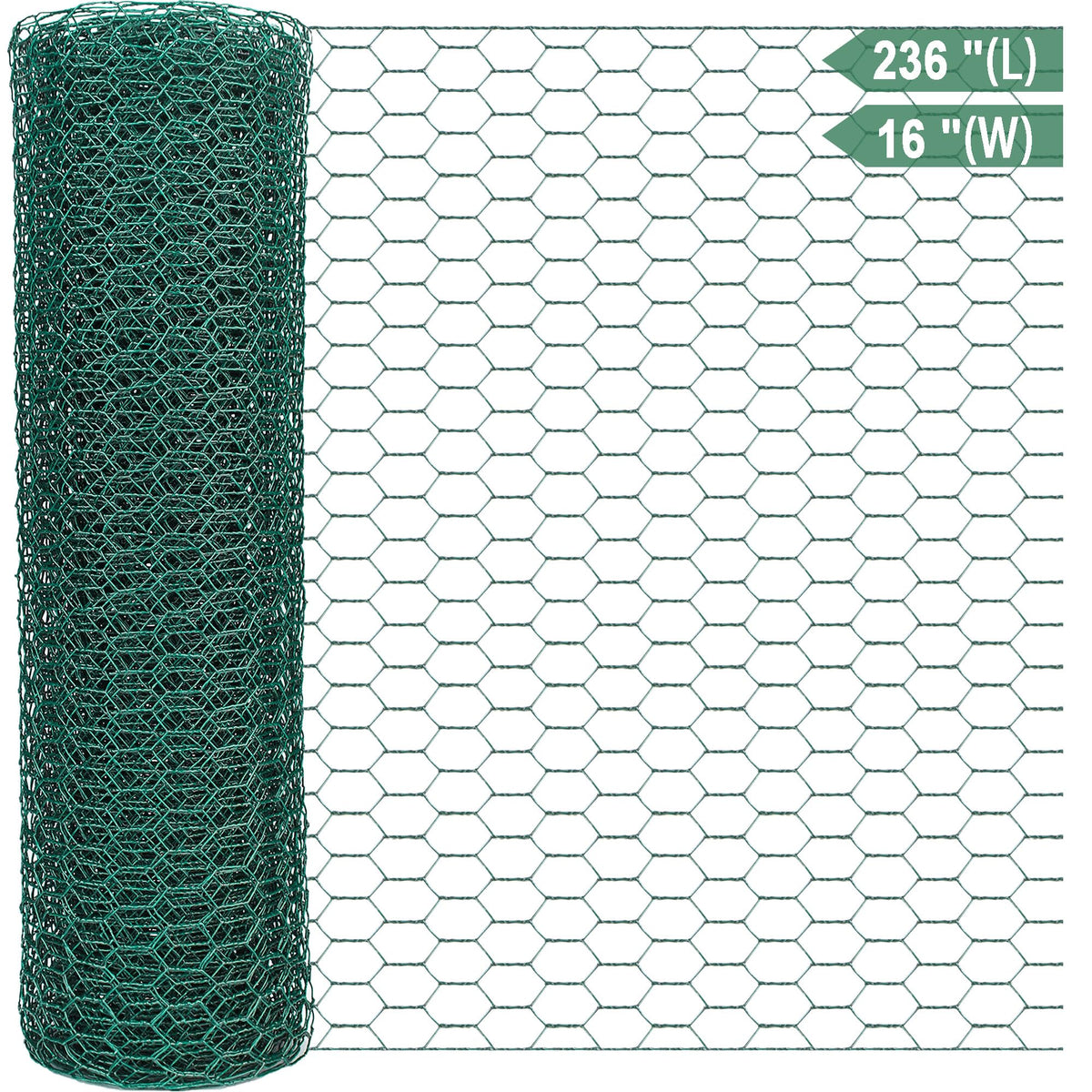 Fairooth chicken wire netting 16x236 with green coating for durable garden fences.