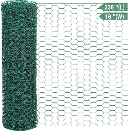 Fairooth chicken wire netting 16x236 with green coating for durable garden fences.