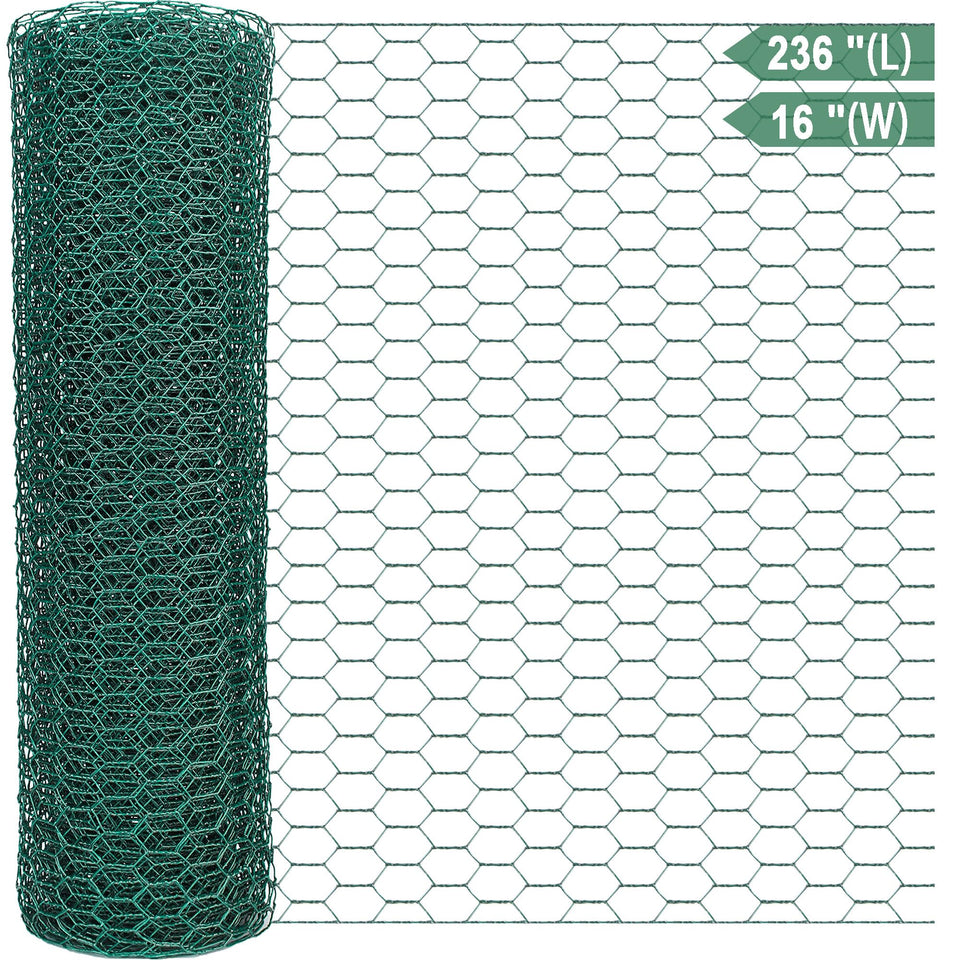 Fairooth chicken wire netting 16x236 with green coating for durable garden fences.