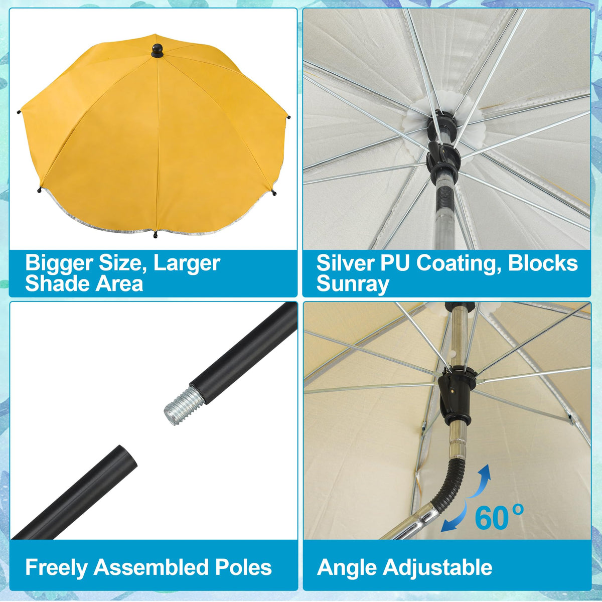 Fairooth plant umbrella height-adjustment fits small pots to tall specimens
