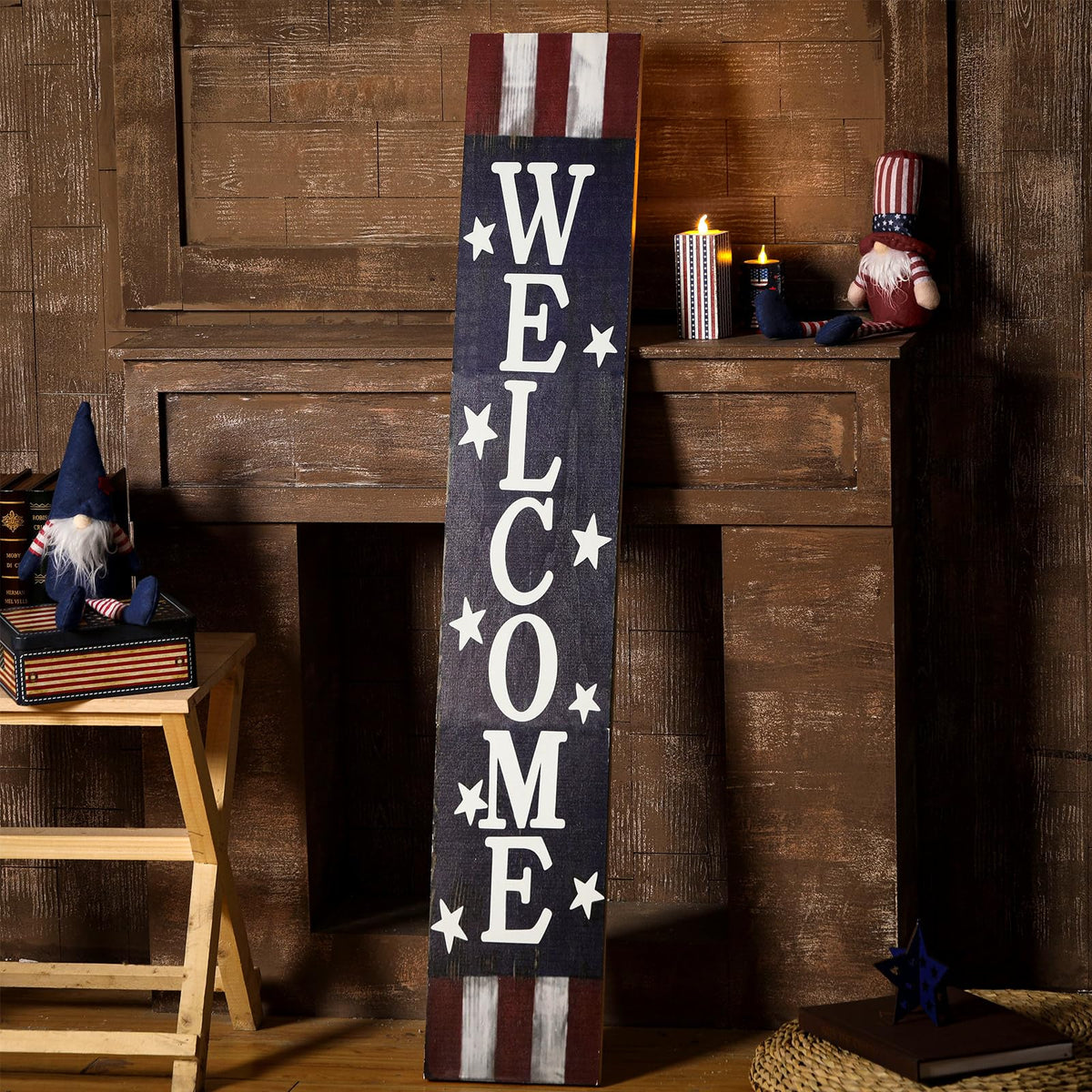 FairySandy patriotic vertical wooden sign adds timeless outdoor decor to entryways.