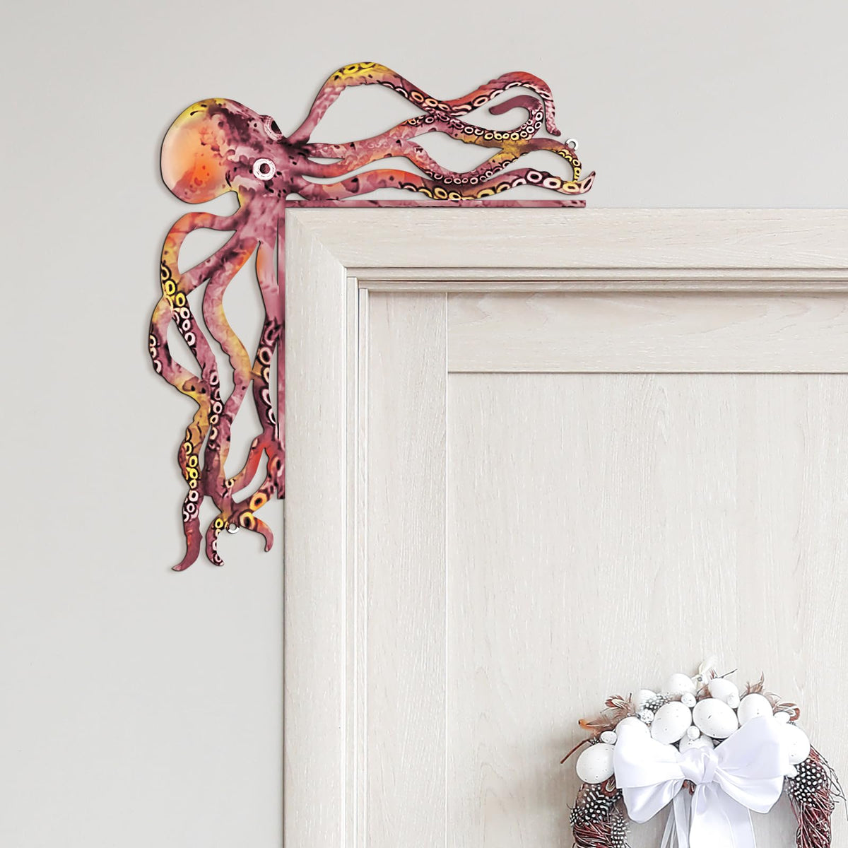 FairySandy pink-orange octopus door decor 11.81 by 10.43 inches brightens doors