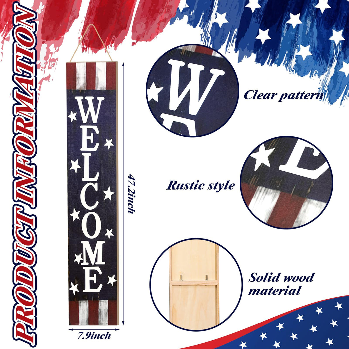 FairySandy USA Independence Day decor boosts porch charm with red, white, and blue hues.
