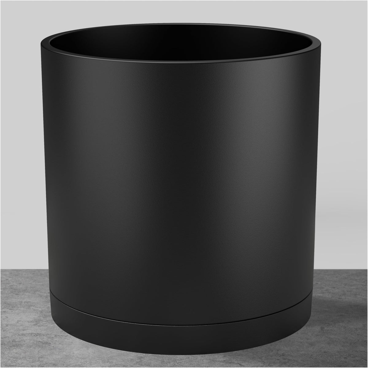 FaithLand 10-Inch Modern Cylinder Planter front view in matte black, ideal for indoor decor.