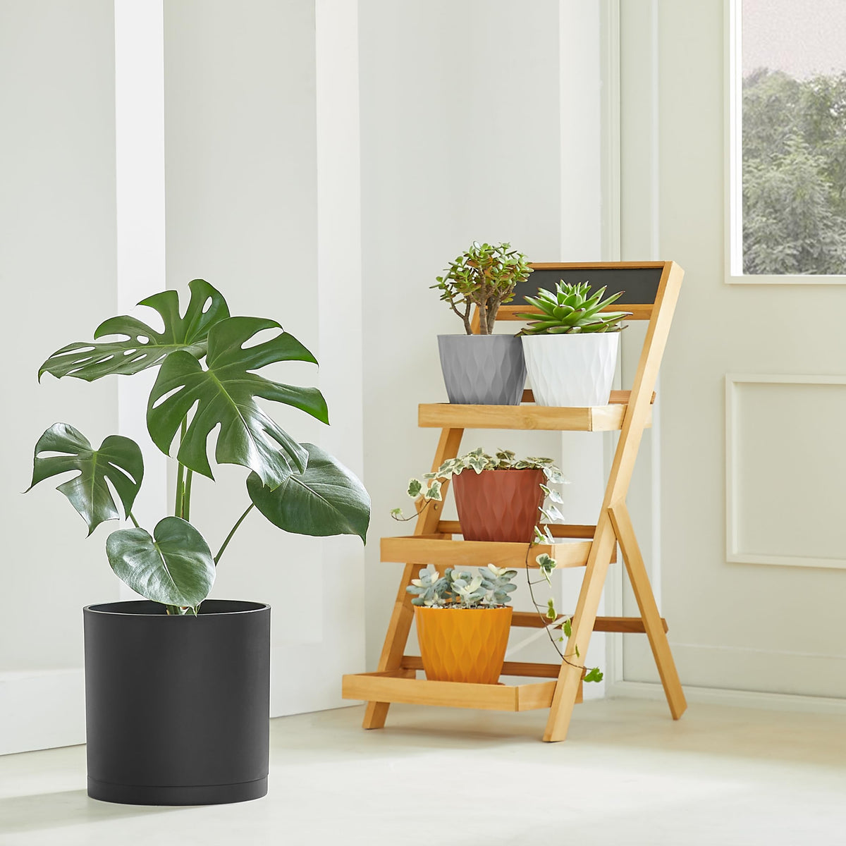 FaithLand planter on balcony demonstrates outdoor readiness and weather resilience.