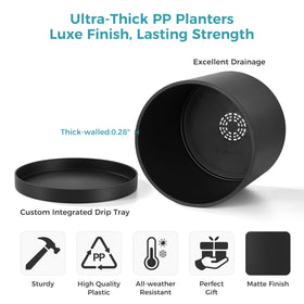 FaithLand 10-Inch Modern Cylinder Planter side view showcases sleek silhouette for any space.