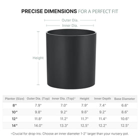 FaithLand 12-inch fiberstone planter height complements mid-century stands.