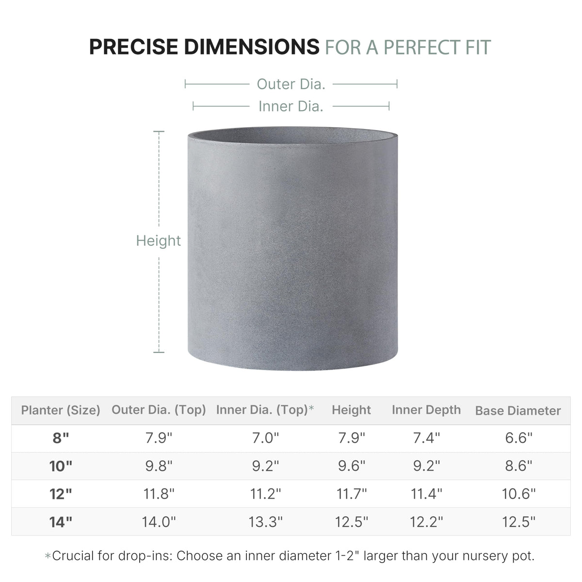 FaithLand 12-inch fiberstone planter height provides balanced proportions for large plants