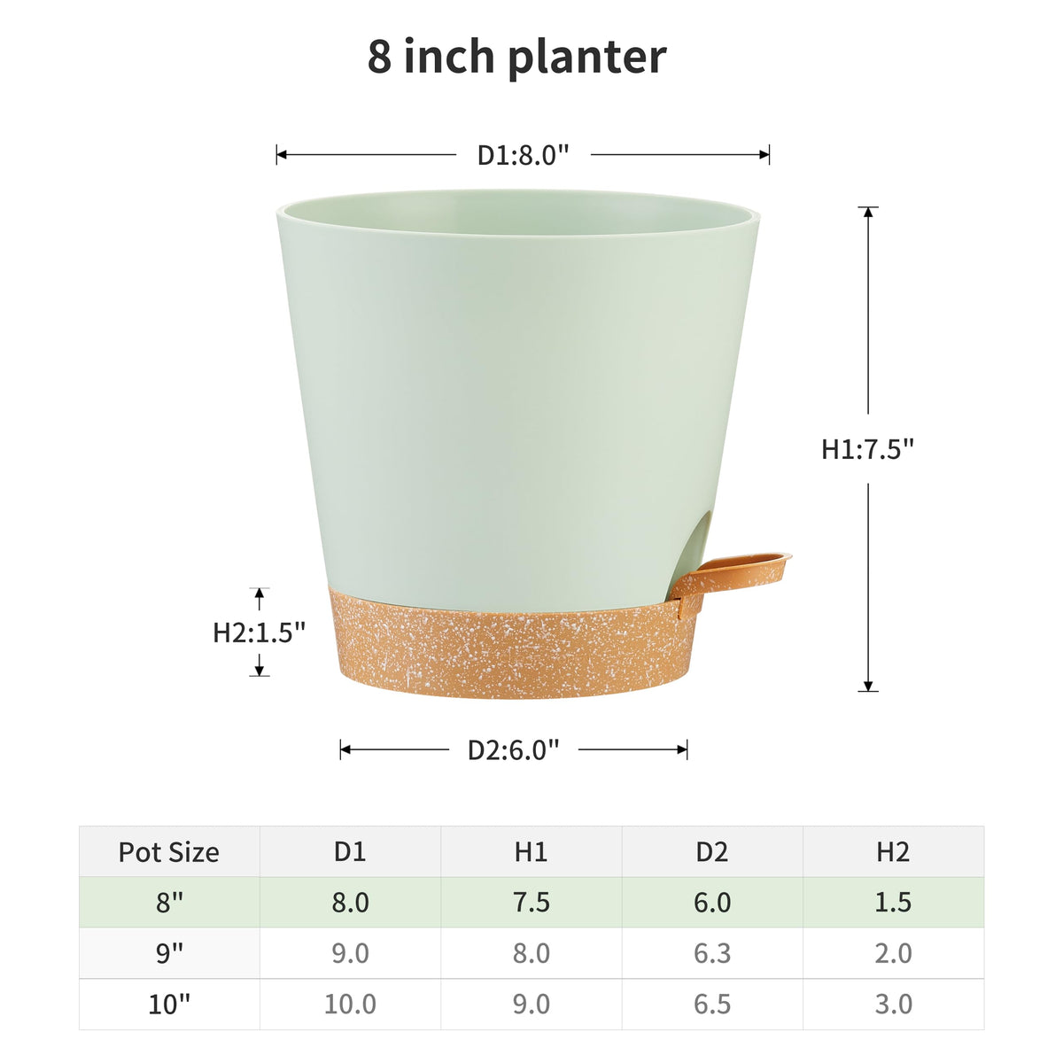 FaithLand 8-inch planter with detachable tray for simple watering