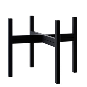 FaithLand mid-century plant stand side view showing sturdy steel frame for indoor/outdoor use