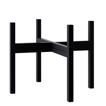 FaithLand mid-century plant stand side view showing sturdy steel frame for indoor/outdoor use