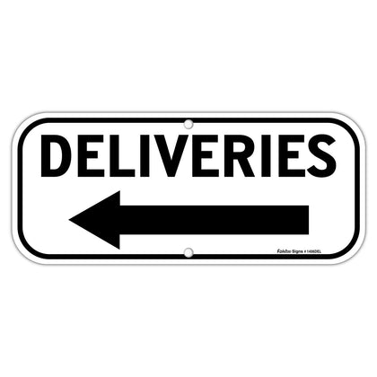 Faittoo Deliveries Sign Arrow Left improves curbside visibility for couriers.