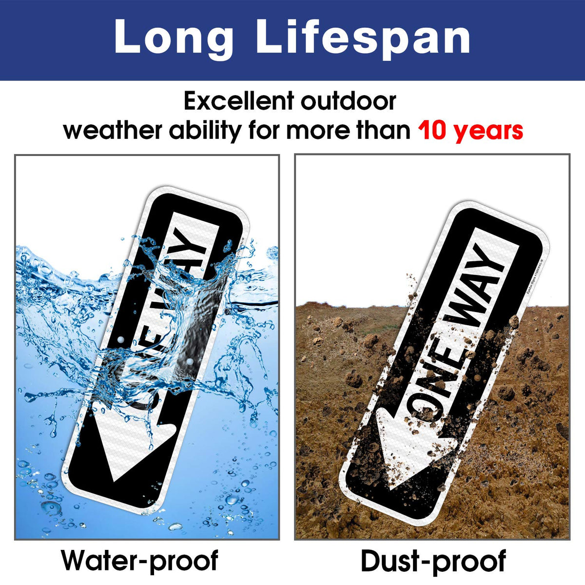 Faittoo fade-resistant one-way sign remains legible in sun and rain
