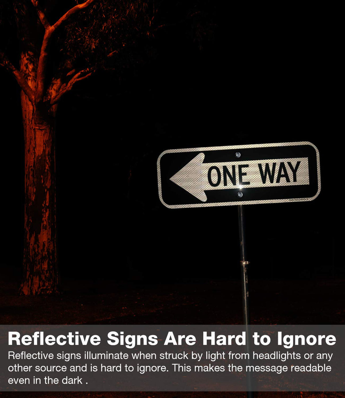 Faittoo high-visibility sign reads from distance with bold letters