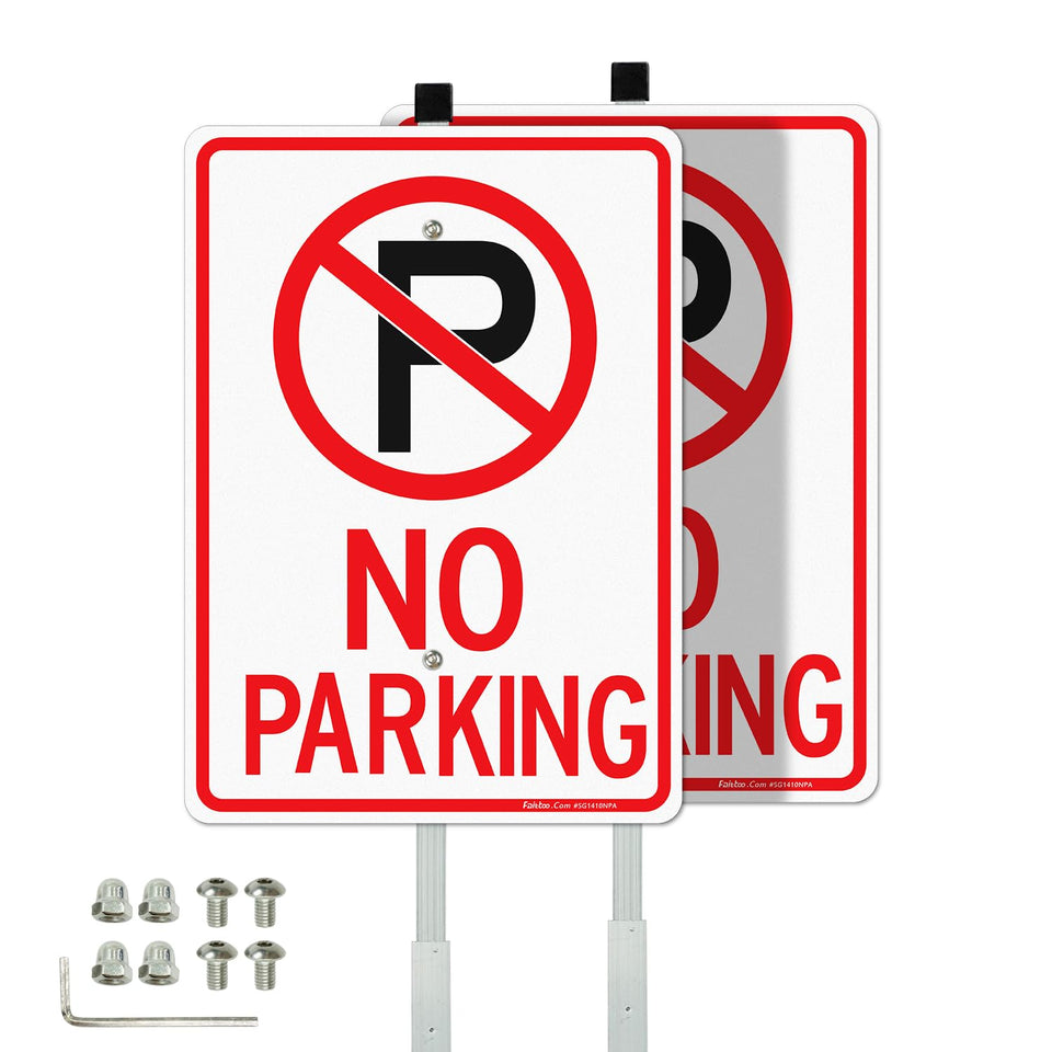 Faittoo no parking sign with 36-inch stake for outdoor visibility