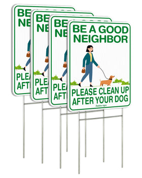 Faittoo No Poop Sign front view reminds neighbors to clean up after dogs.