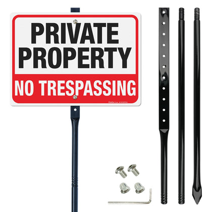 Faittoo no trespassing sign with 54-inch stake increases visibility from afar