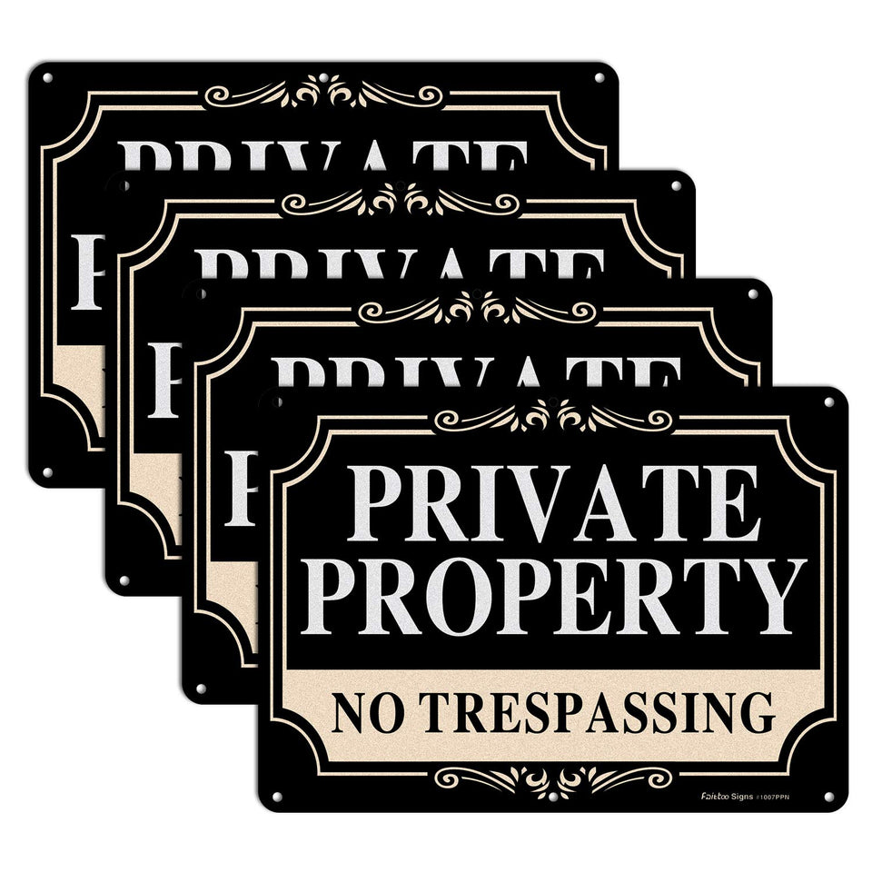 Faittoo no trespassing sign collection front view showing bold message for private property