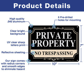 Faittoo no trespassing sign collection side view highlighting sturdy rust free aluminum