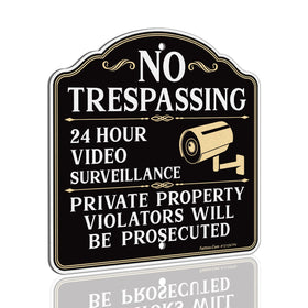 Faittoo no trespassing sign with video surveillance diagram for clear deterrence